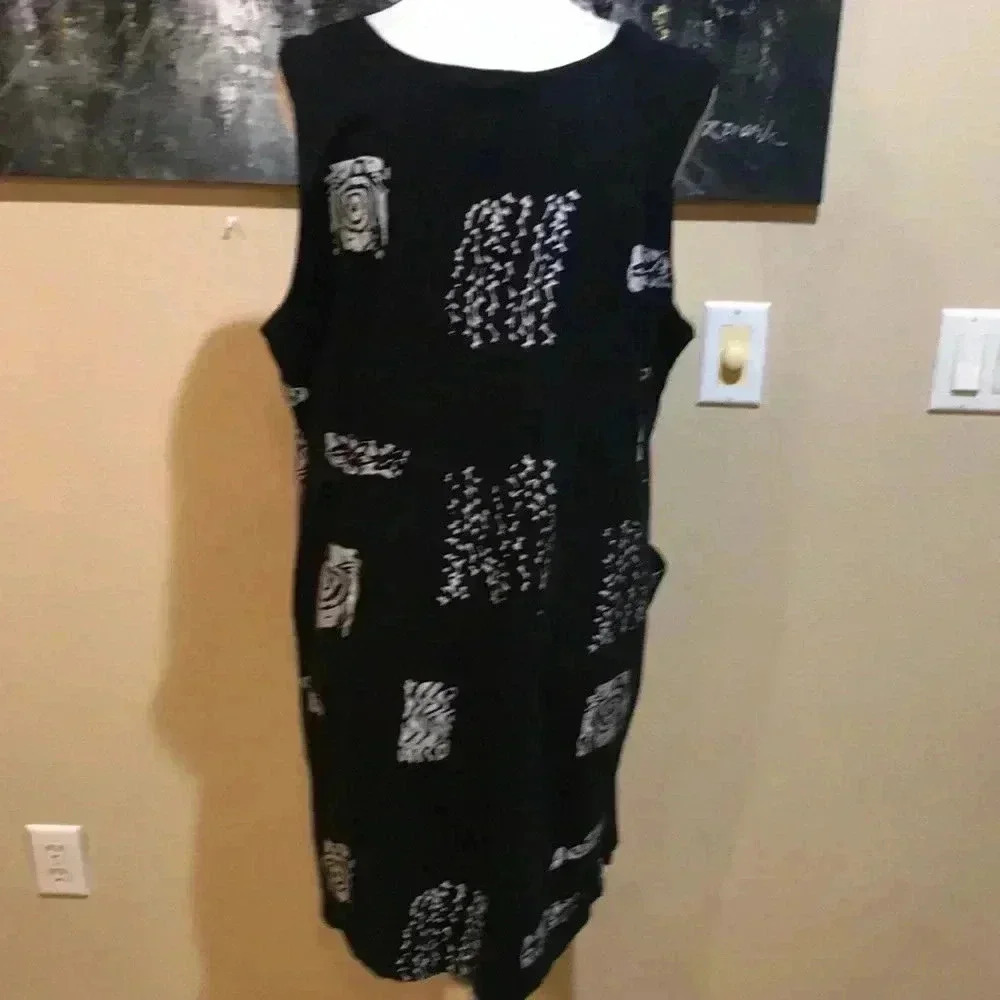 I.G. Sport Women’s Black Southwestern Fish Print Beach Cover Up Pocketed Dress-L - Picture 2 of 8